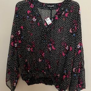 🌻Nwt Express polka dot floral blouse